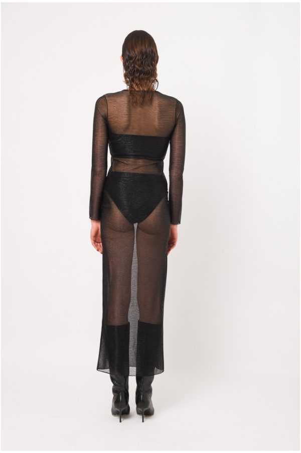 andria glitter mesh black dress 1