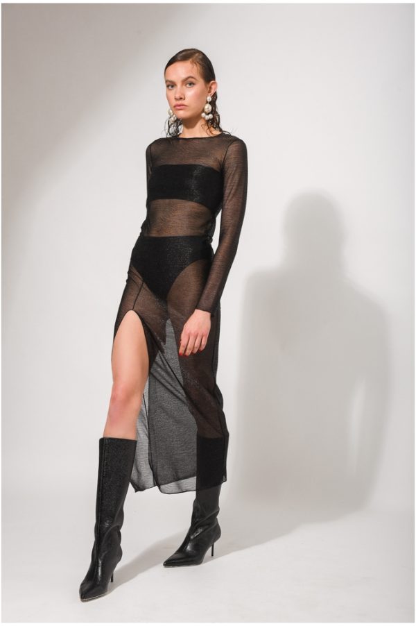 andria glitter mesh black dress 2